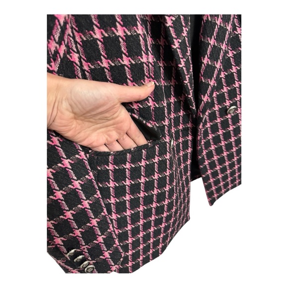 RACHEL ZOE | NWT Double Breasted Tweed Blazer Jacket in Black & Pink, Size XS - Picture 9 of 11